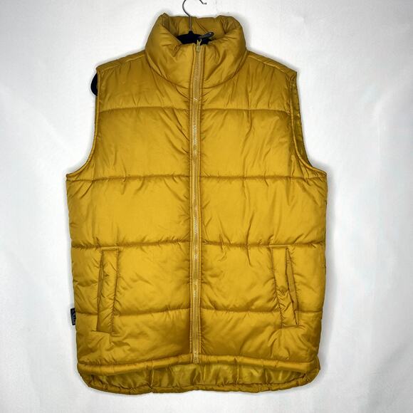 Koman Puffer Vest Mustard Yellow Full Zip Pocket Size Medium - Picture 1 of 13